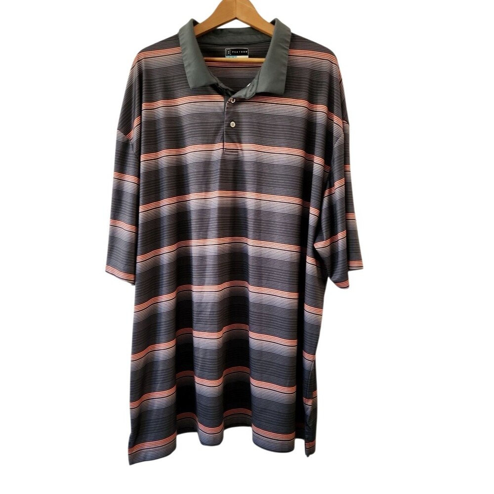 PGA Tour Pro Series Golf Polo Shirt Men’s 4XLT Short Sleeve Gray Striped